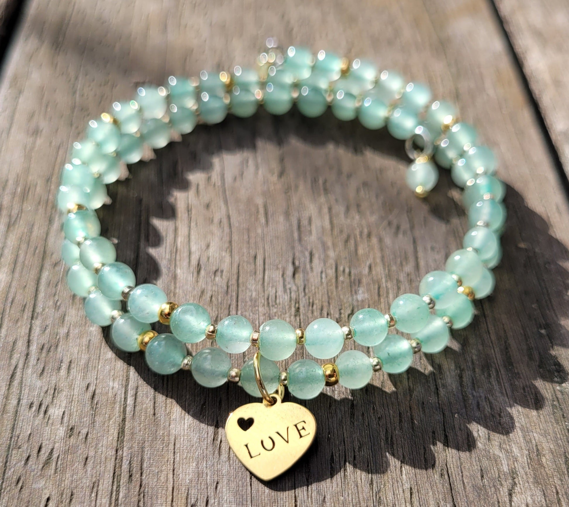 Bracelet multirangs en aventurine verte - Bracelets pierres naturelles - Flore Holistic