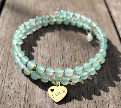 Bracelet multirangs en aventurine verte - Bracelets pierres naturelles - Flore Holistic