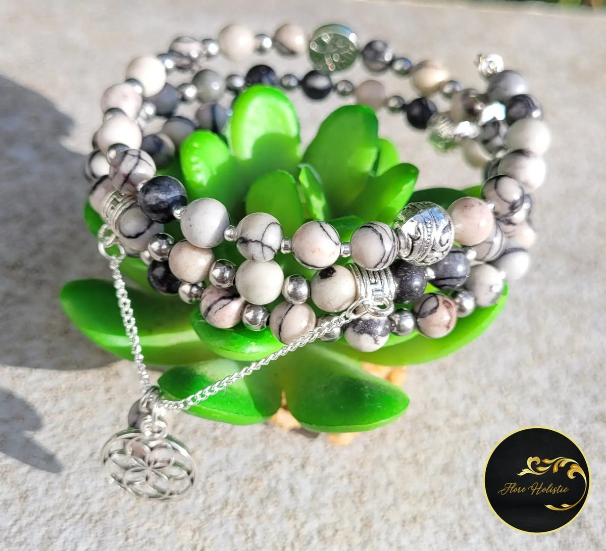 Bracelet Multirangs en Jaspe Picasso – Créativité et Équilibre - Bracelets pierres naturelles - Flore Holistic