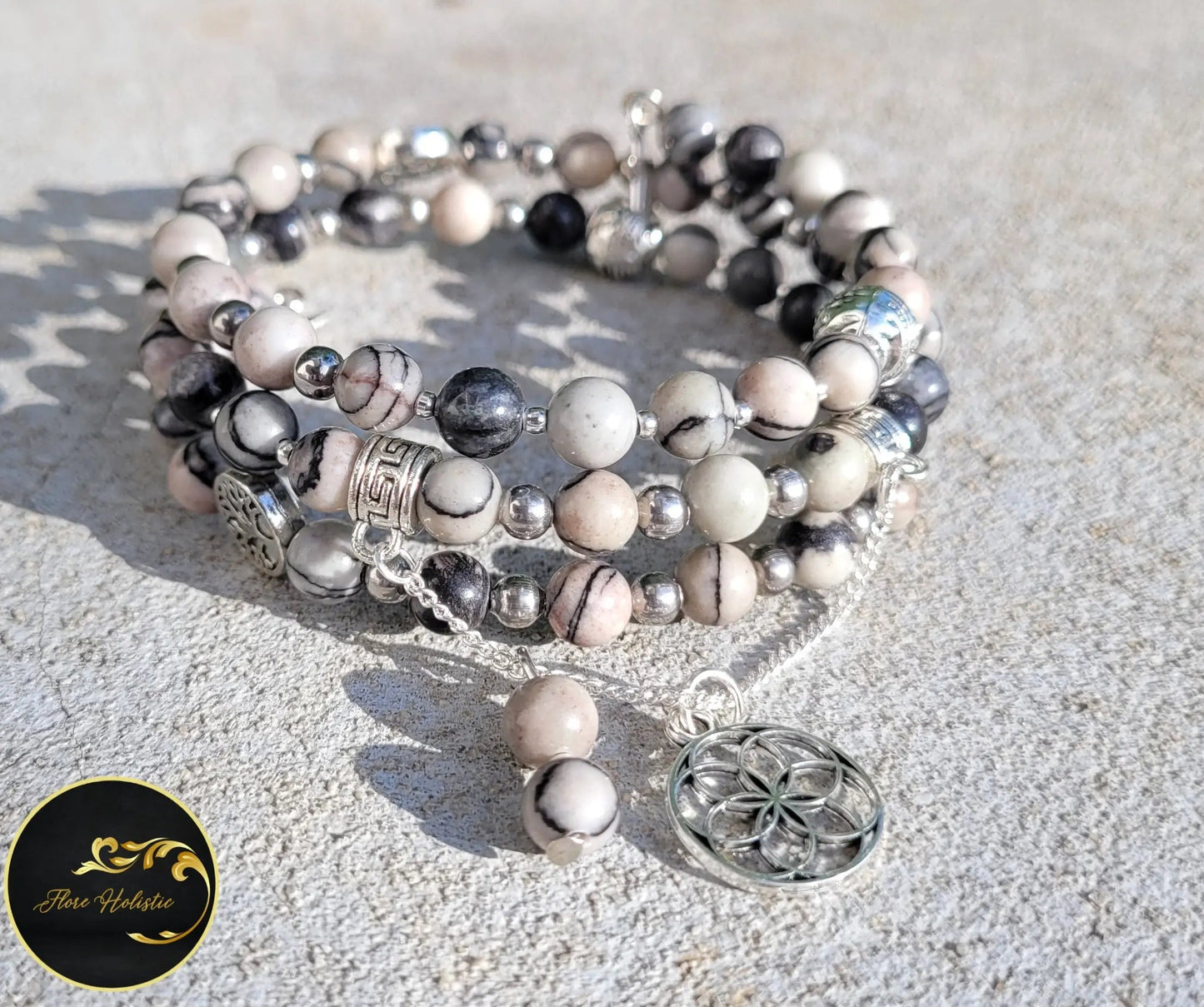 Bracelet Multirangs en Jaspe Picasso – Créativité et Équilibre - Bracelets pierres naturelles - Flore Holistic