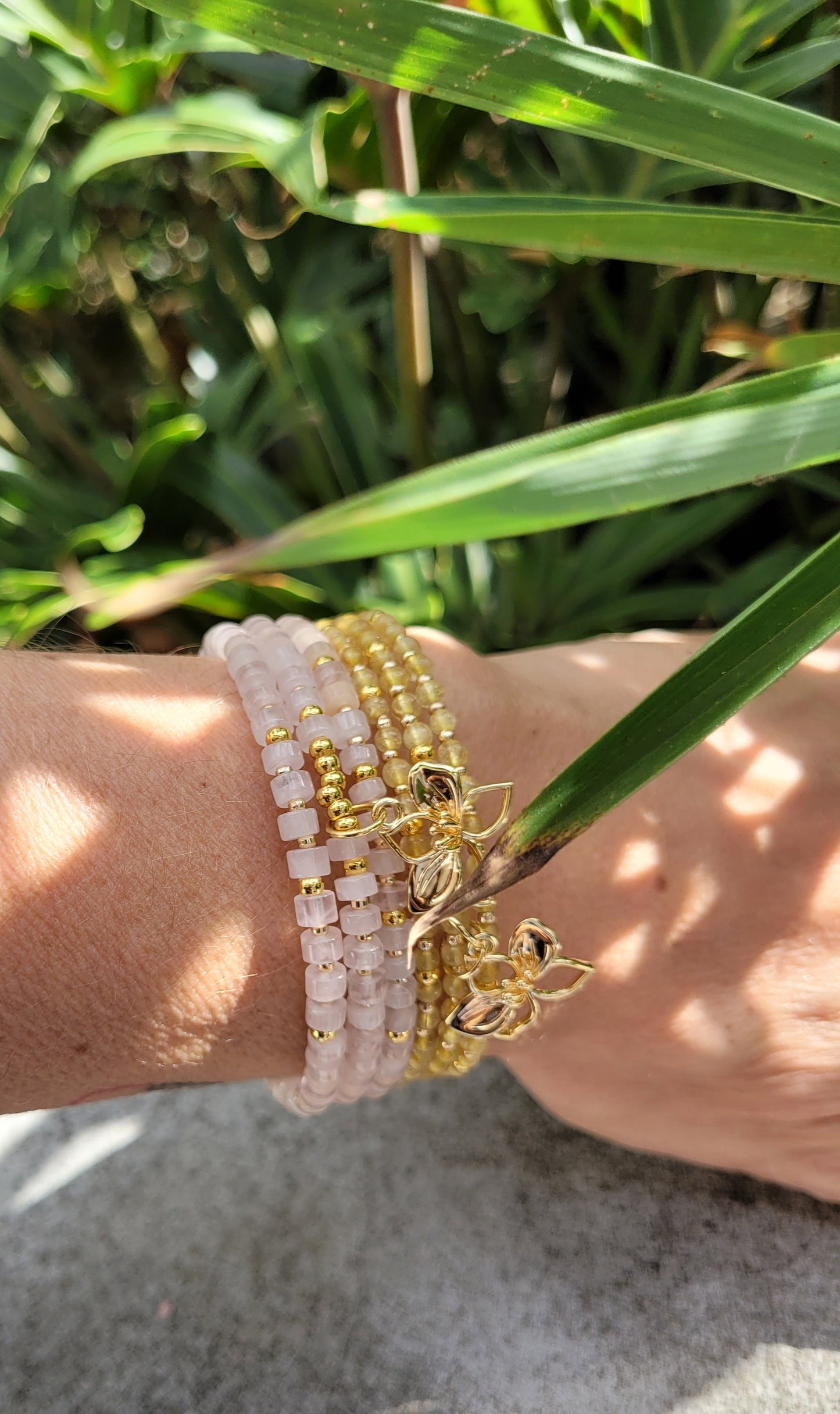 Bracelet multirangs Quartz Rose - Bracelets pierres naturelles - Flore Holistic