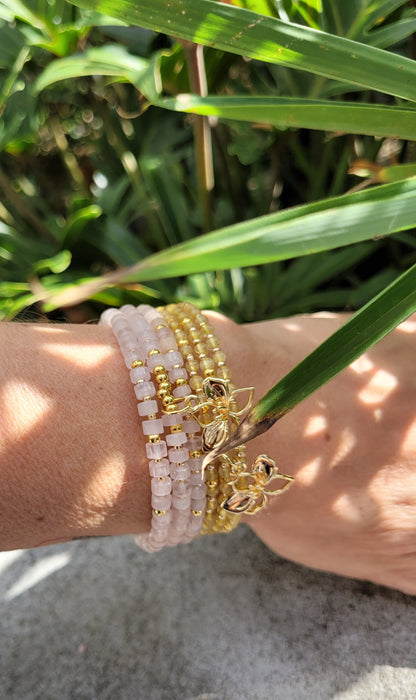 Bracelet multirangs Quartz Rose - Bracelets pierres naturelles - Flore Holistic