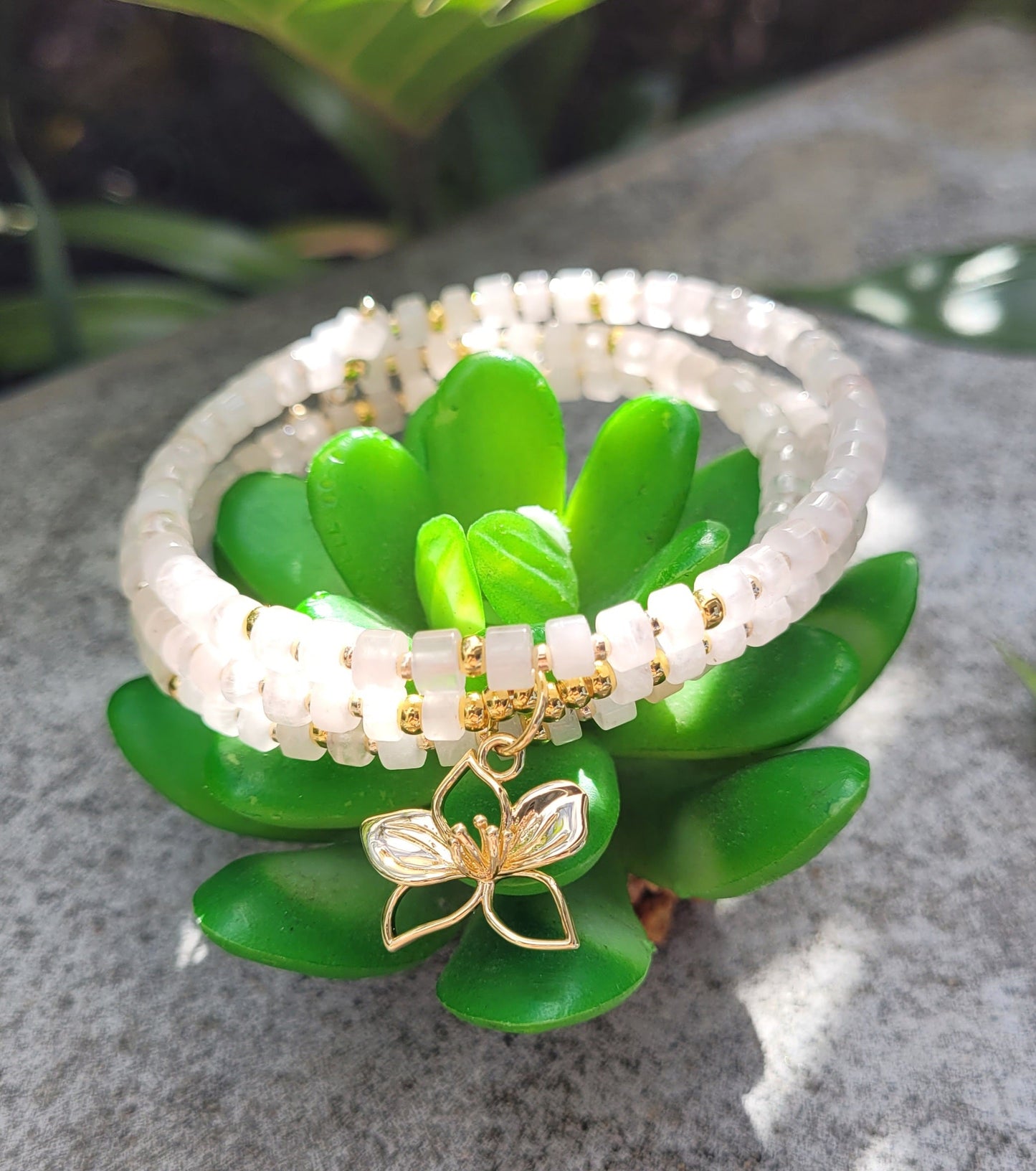 Bracelet multirangs Quartz Rose - Bracelets pierres naturelles - Flore Holistic
