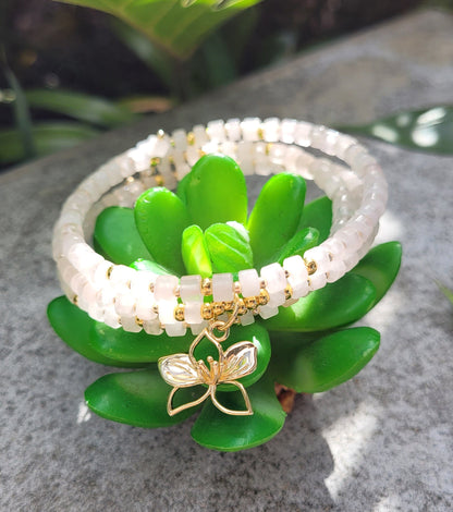 Bracelet multirangs Quartz Rose - Bracelets pierres naturelles - Flore Holistic