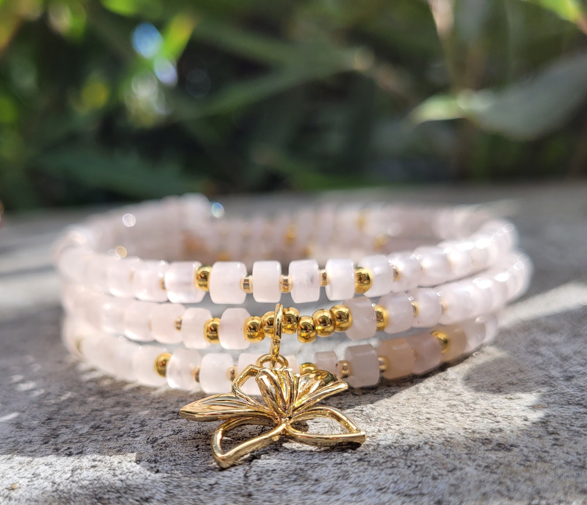 Bracelet multirangs Quartz Rose - Bracelets pierres naturelles - Flore Holistic