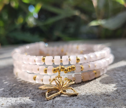 Bracelet multirangs Quartz Rose - Bracelets pierres naturelles - Flore Holistic