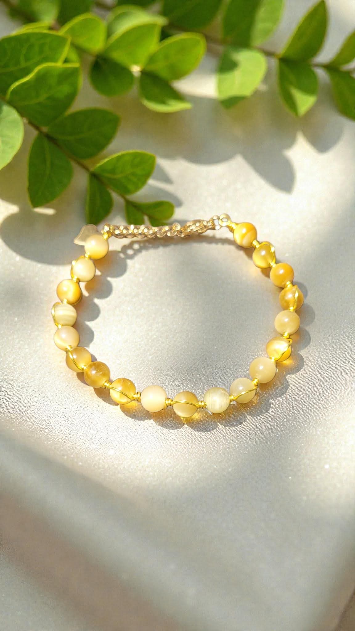 Bracelet Œil de Tigre Doré – Clarté et confiance - Bracelets pierres naturelles - Flore Holistic