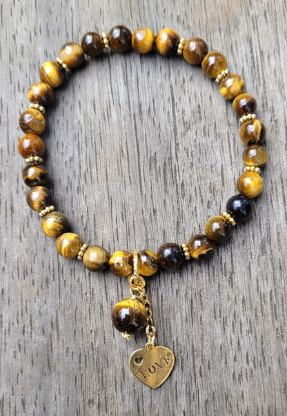 Bracelet Œil de Tigre LOVE – Protection et Force du Cœur - Bracelets pierres naturelles - Flore Holistic