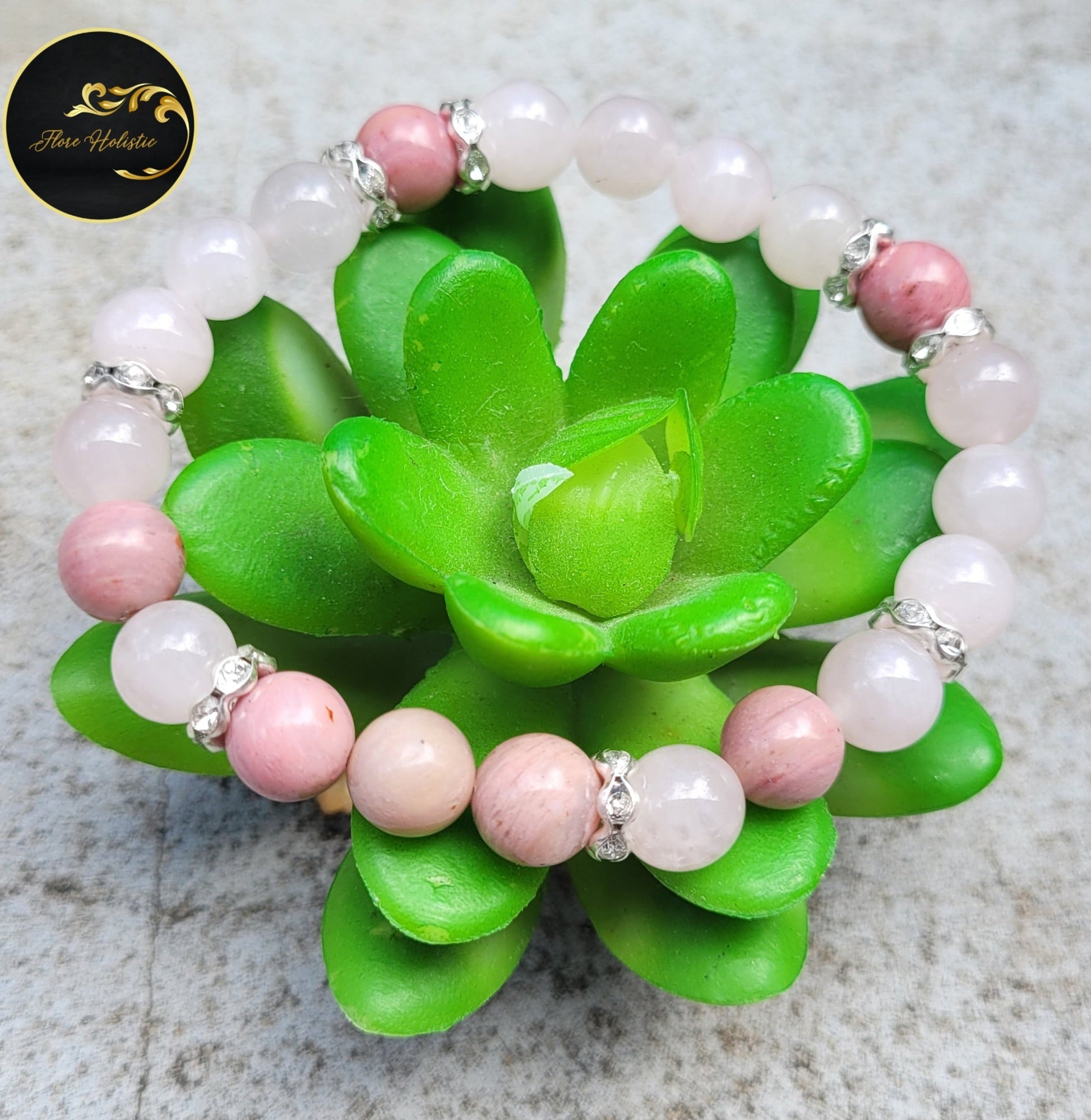 Bracelet Rhodonite & Quartz Rose – Amour de soi et Apaisement du cœur - Bracelets pierres naturelles - Flore Holistic