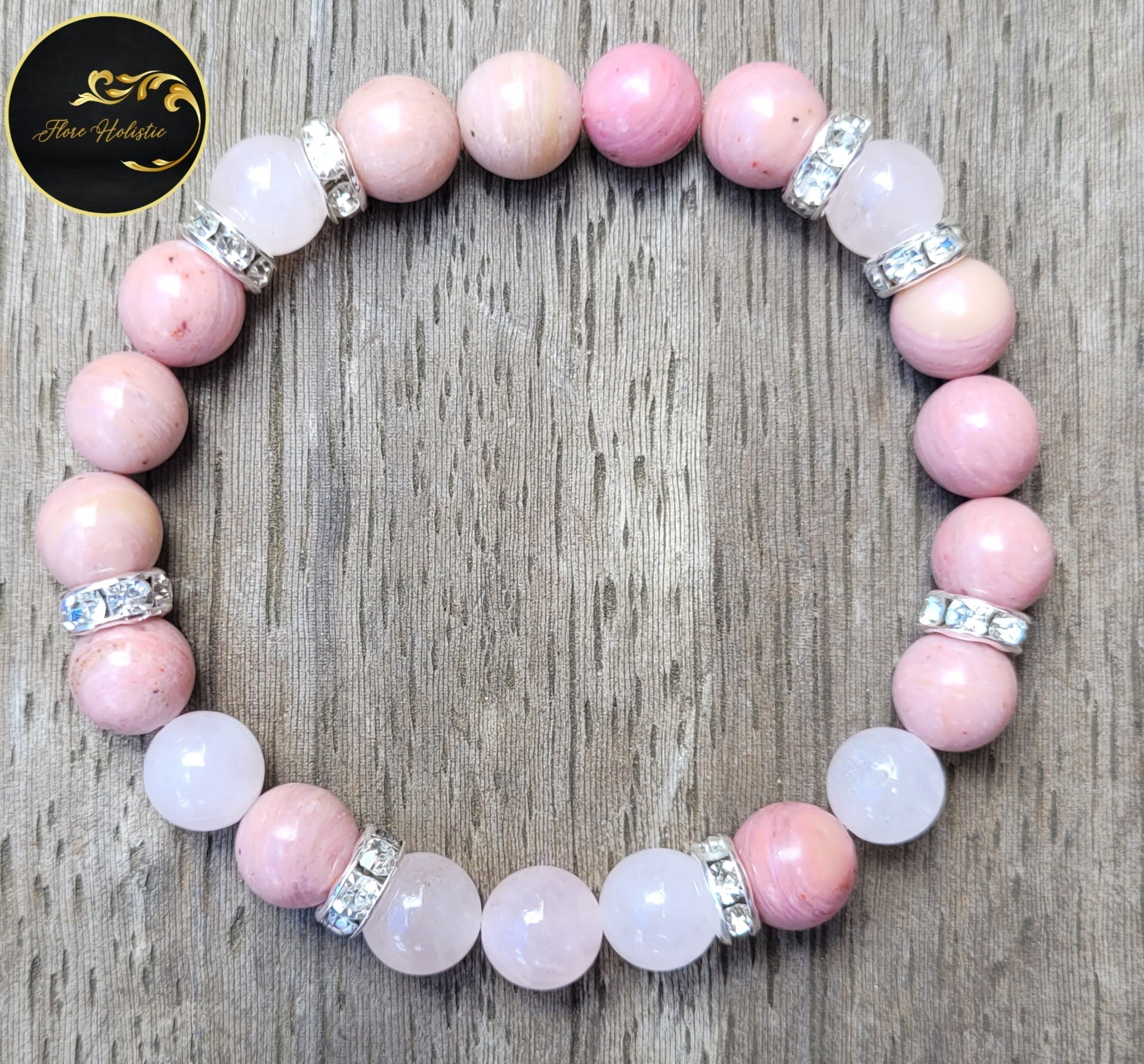 Bracelet Rhodonite & Quartz Rose – Amour de soi et Apaisement du cœur - Bracelets pierres naturelles - Flore Holistic