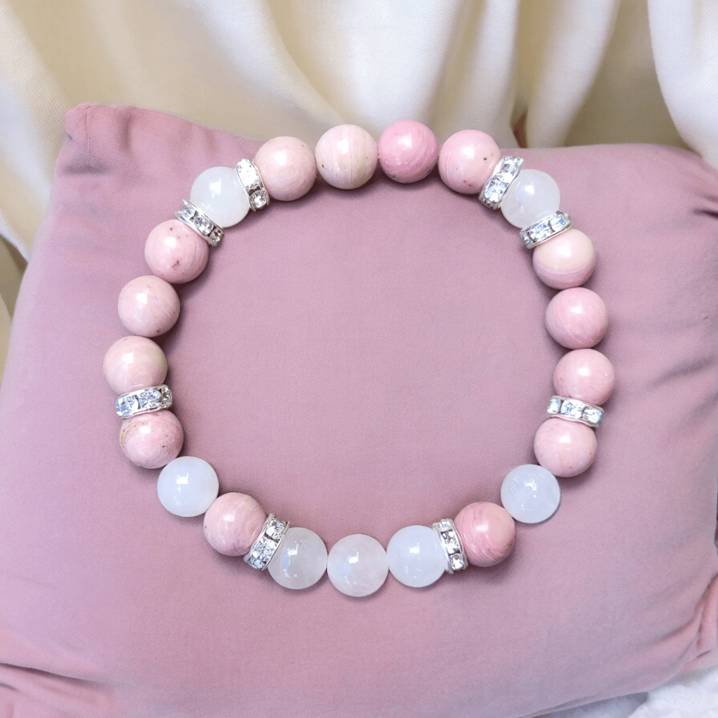 Bracelet Rhodonite & Quartz Rose – Amour de soi et Apaisement du cœur - Bracelets pierres naturelles - Flore Holistic