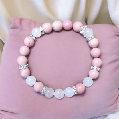 Bracelet Rhodonite & Quartz Rose – Amour de soi et Apaisement du cœur - Bracelets pierres naturelles - Flore Holistic