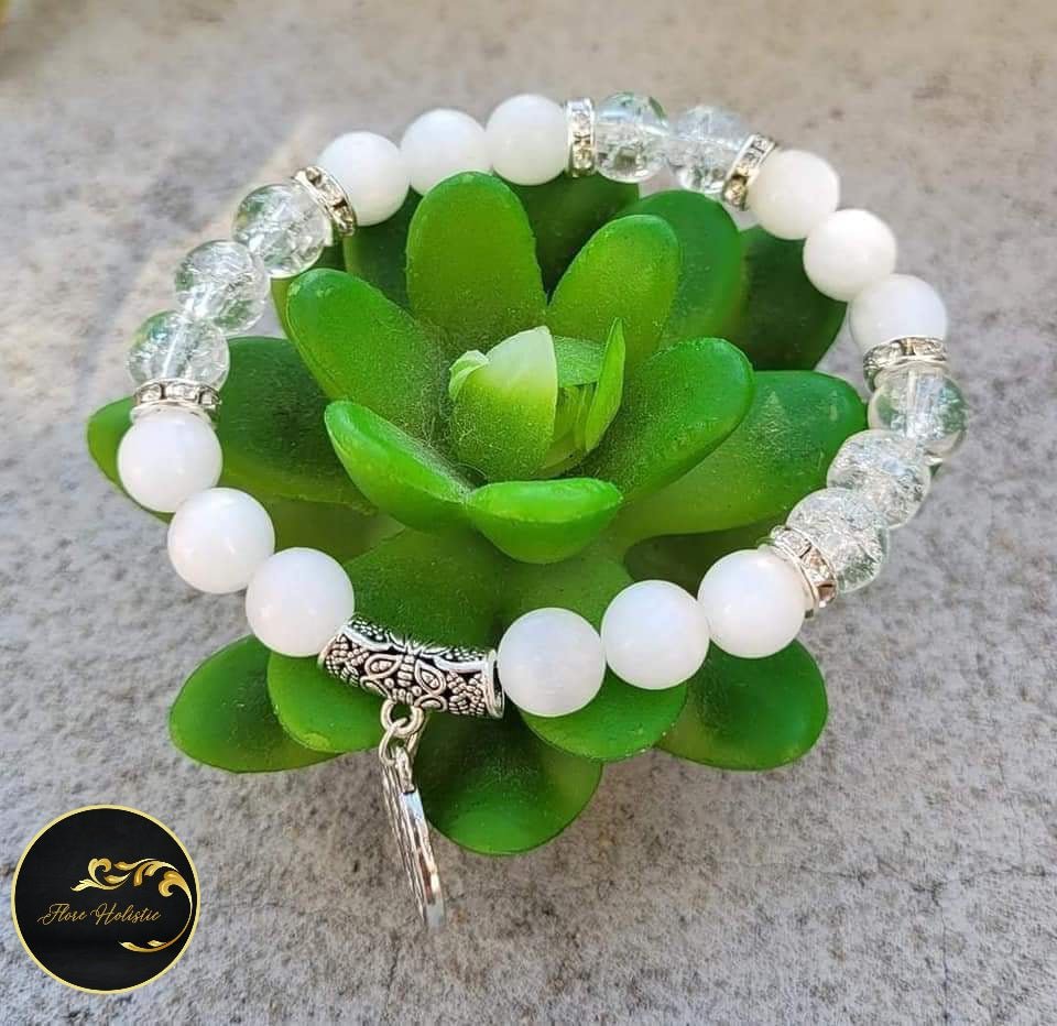 Bracelet Sélénite & Cristal de Roche – Purification et Élévation énergétique - Bracelets pierres naturelles - Flore Holistic