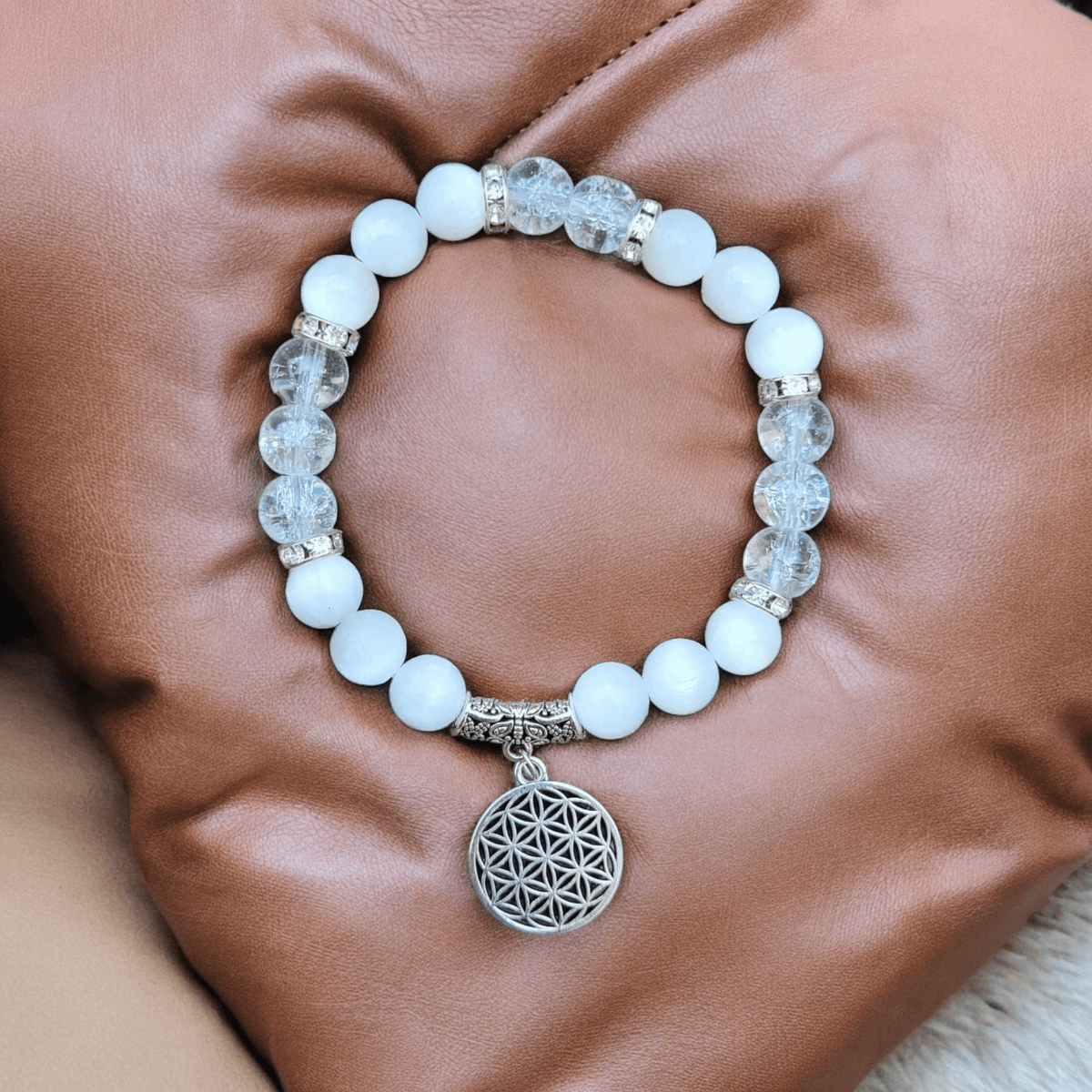 Bracelet Sélénite & Cristal de Roche – Purification et Élévation énergétique - Bracelets pierres naturelles - Flore Holistic