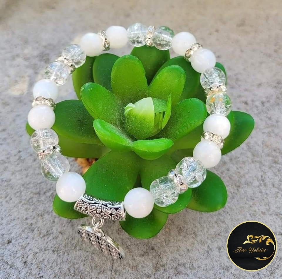 Bracelet Sélénite & Cristal de Roche – Purification et Élévation énergétique - Bracelets pierres naturelles - Flore Holistic