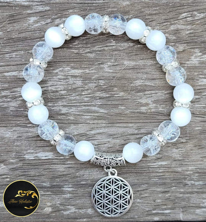 Bracelet Sélénite & Cristal de Roche – Purification et Élévation énergétique - Bracelets pierres naturelles - Flore Holistic