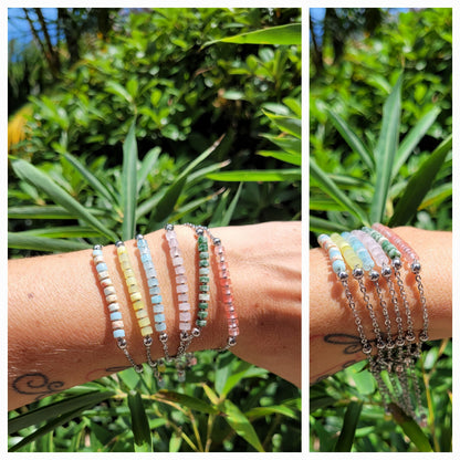 Bracelets Fins en Acier & Pierres Naturelles – Énergie et Élégance - Bracelets pierres naturelles - Flore Holistic