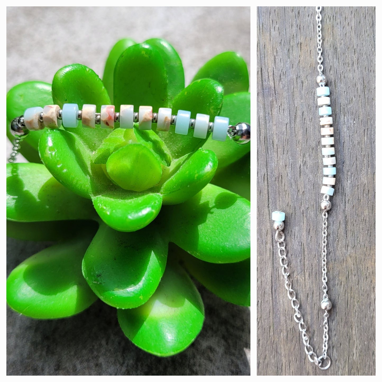 Bracelets Fins en Acier & Pierres Naturelles – Énergie et Élégance - Bracelets pierres naturelles - Flore Holistic