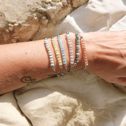 Bracelets Fins en Acier & Pierres Naturelles – Énergie et Élégance - Bracelets pierres naturelles - Flore Holistic