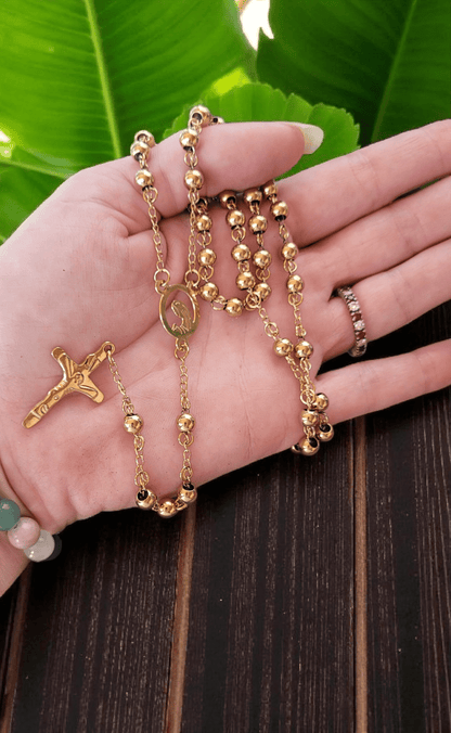 ✨ Chapelet en acier inoxydable doré – Résistant & intemporel - Flore Holistic