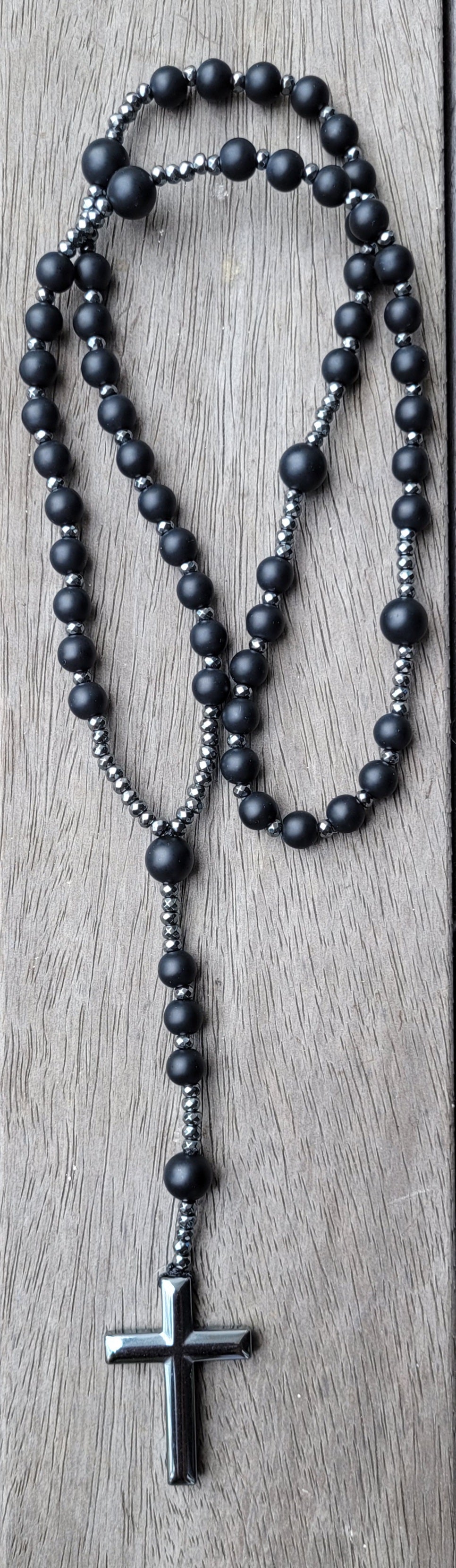 Chapelet en hématite et onyx noir mat - Chapelet pierres naturelles - Flore Holistic