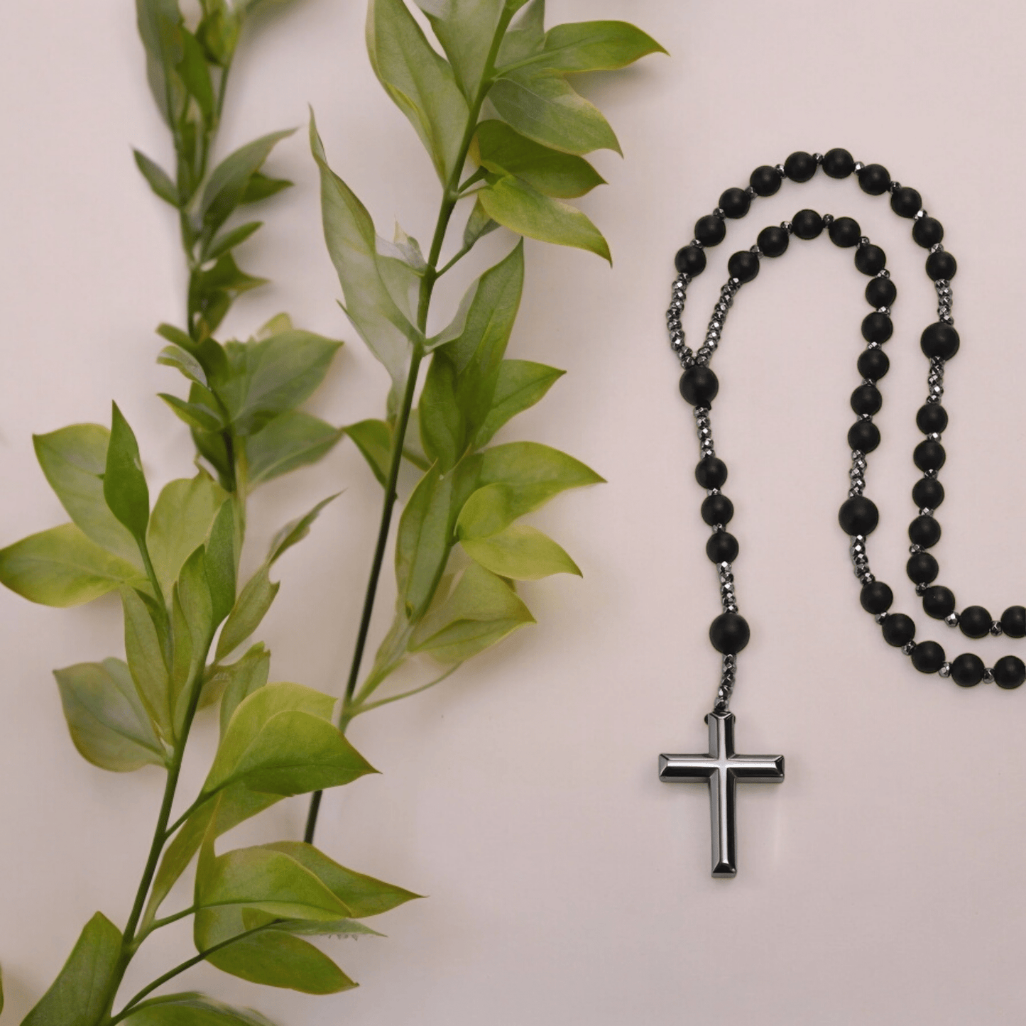 Chapelet en hématite et onyx noir mat - Chapelet pierres naturelles - Flore Holistic