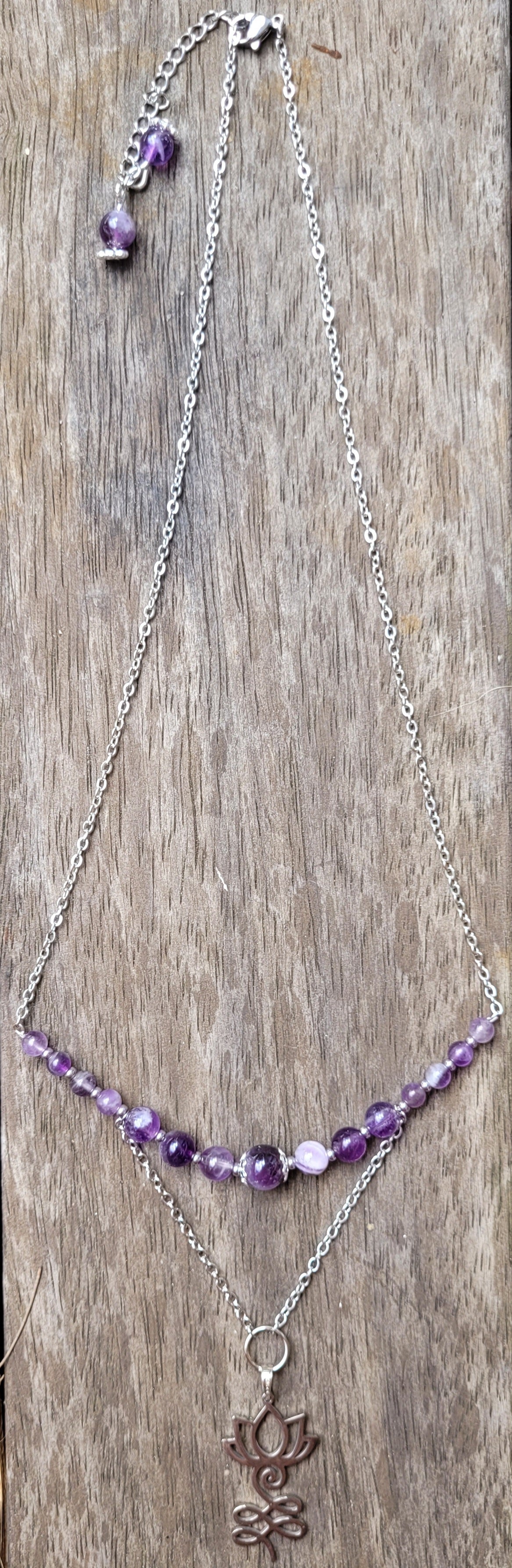 Collier Améthyste & Unalome – Éveil et Paix intérieure - Collier pierres naturelles - Flore Holistic