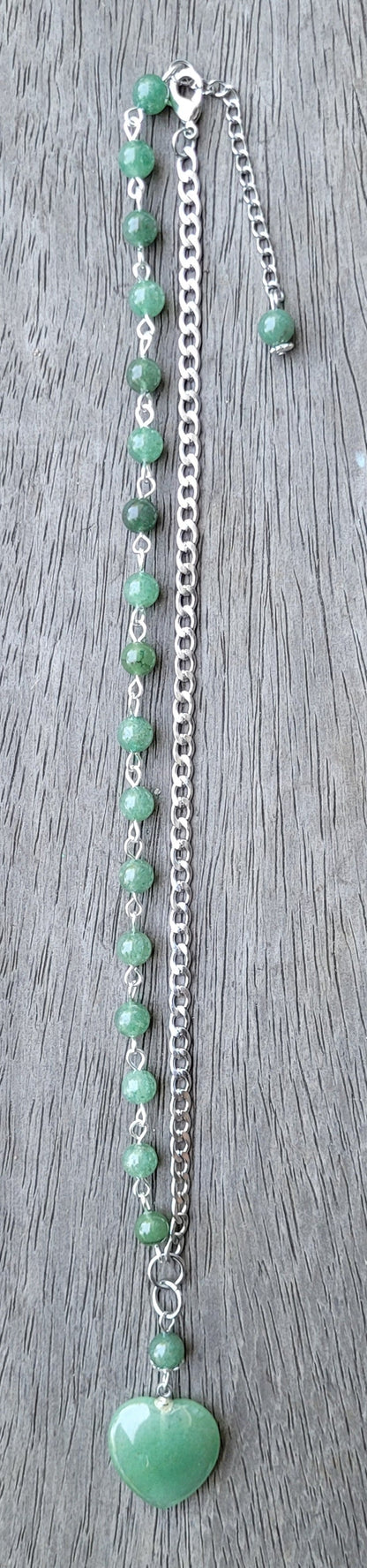 Collier Asymétrique Aventurine Verte – Cœur et Harmonie - Collier pierres naturelles - Flore Holistic