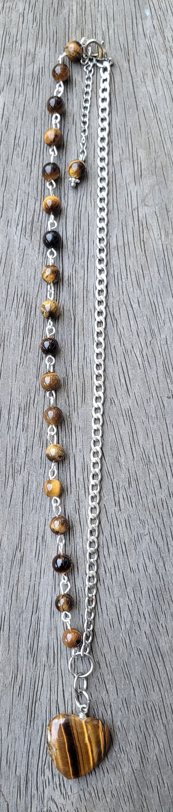 Collier Asymétrique Œil de Tigre – Force et Confiance - Collier pierres naturelles - Flore Holistic