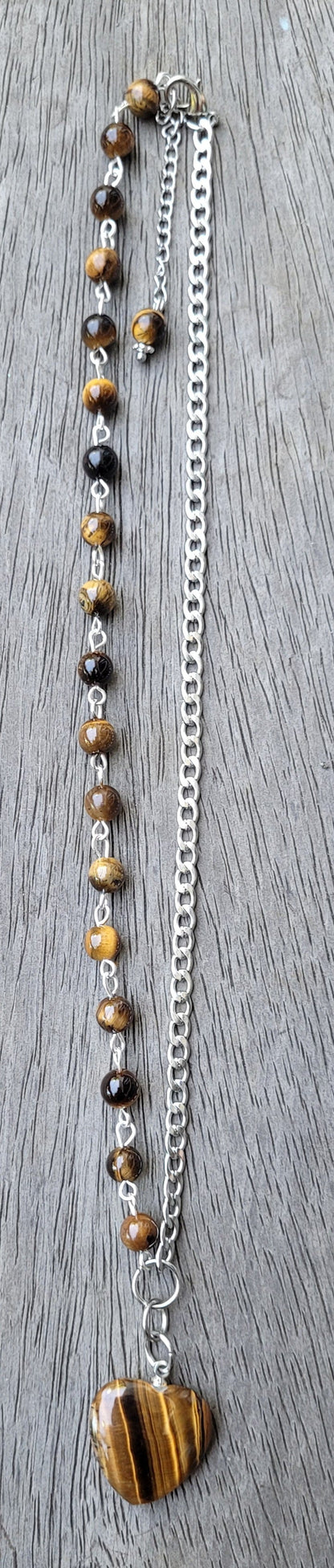 Collier Asymétrique Œil de Tigre – Force et Confiance - Collier pierres naturelles - Flore Holistic