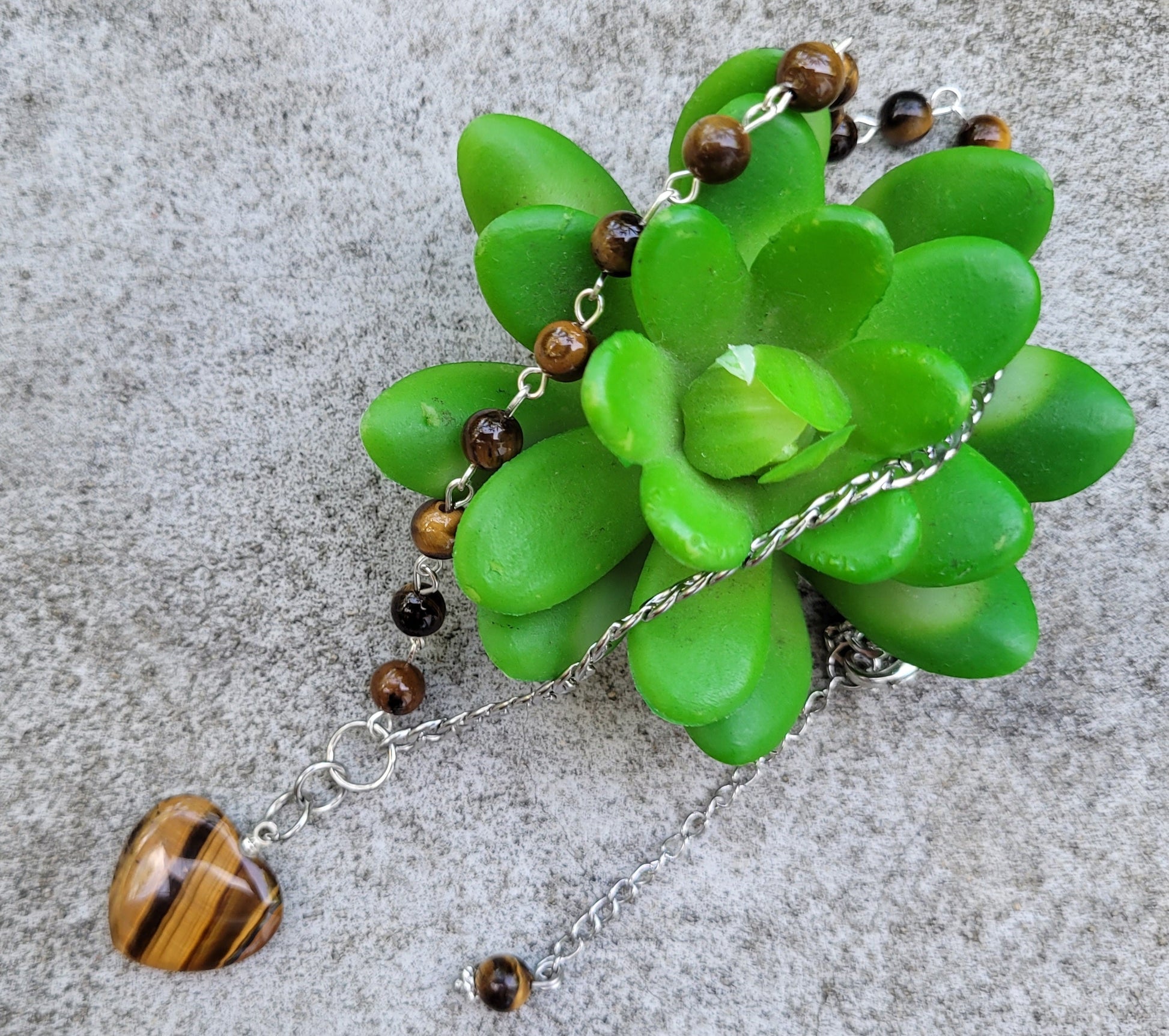 Collier Asymétrique Œil de Tigre – Force et Confiance - Collier pierres naturelles - Flore Holistic