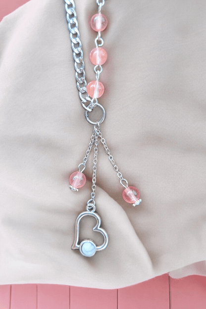 Collier Asymétrique Quartz Cerise – Passion et Énergie de vie - Collier pierres naturelles - Flore Holistic