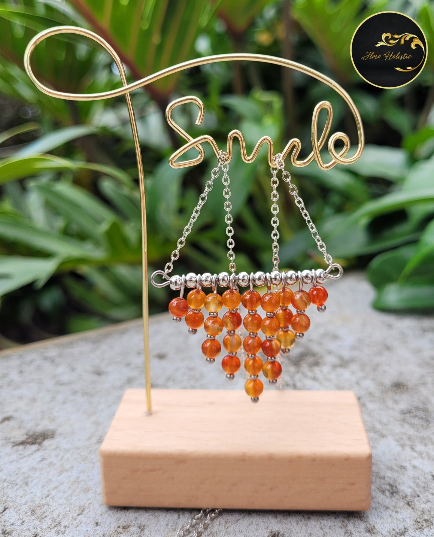 Collier Cornaline – Énergie, Confiance et Vitalité - Collier pierres naturelles - Flore Holistic