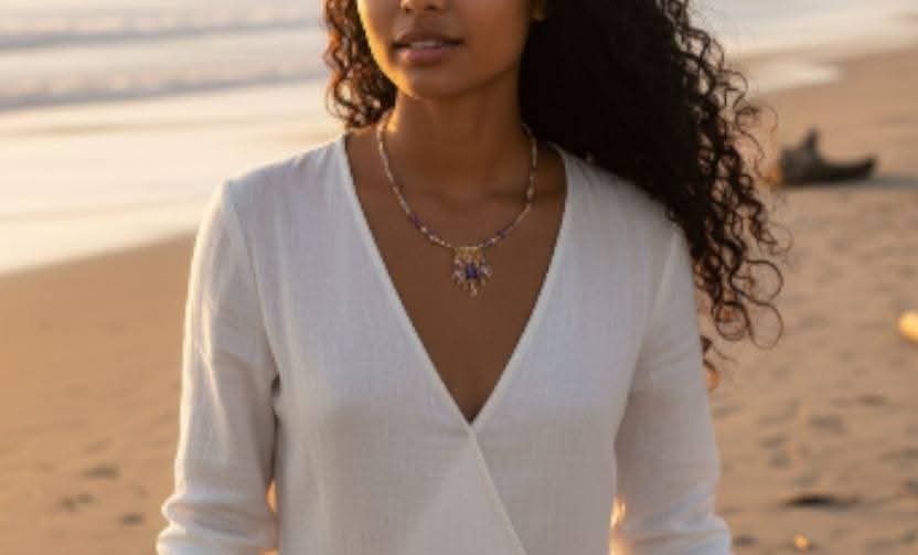 Collier Fluorite Rainbow et Améthyste – Clarté et intuition | Aura Libre - Collier pierres naturelles - Flore Holistic