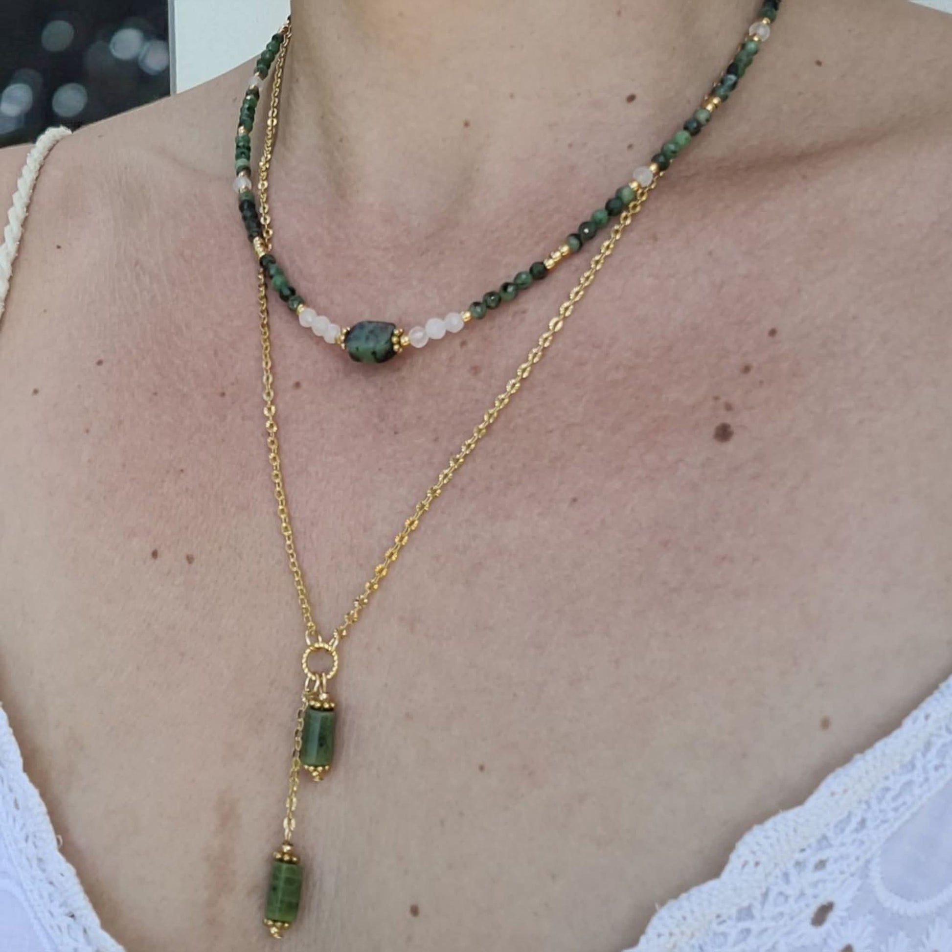 Collier Jade Néphrite – Sérénité et harmonie | Aura Libre - Collier pierres naturelles - Flore Holistic
