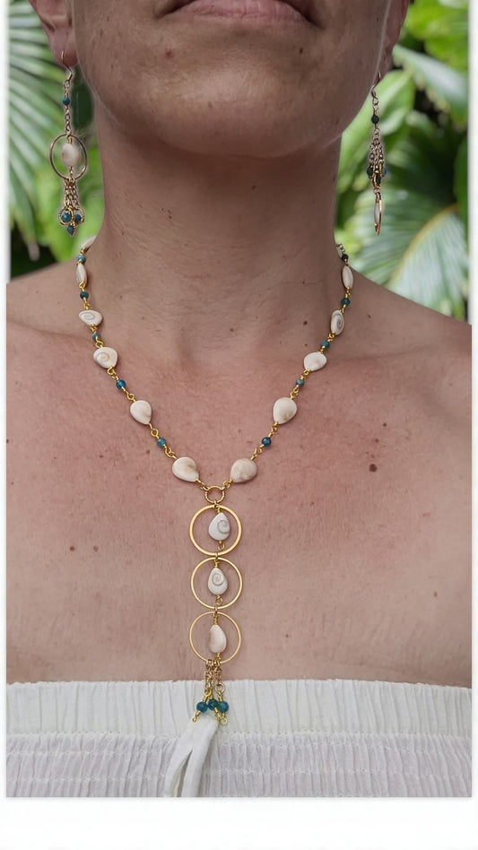 Collier oeil de shiva et apatite – Collection SHANKHA - Collier pierres naturelles - Flore Holistic