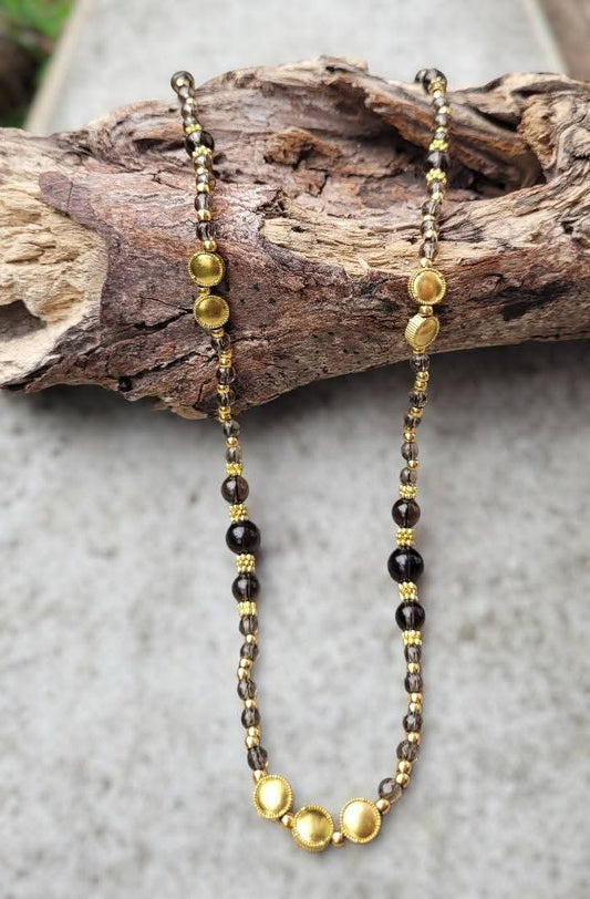 Collier Quartz Fumé – Ancrage et stabilité | Aura Libre - Collier pierres naturelles - Flore Holistic