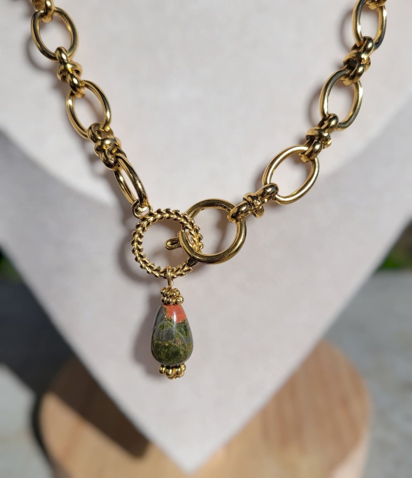 Collier Unakite – Libération émotionnelle et équilibre | Aura Libre - Collier pierres naturelles - Flore Holistic