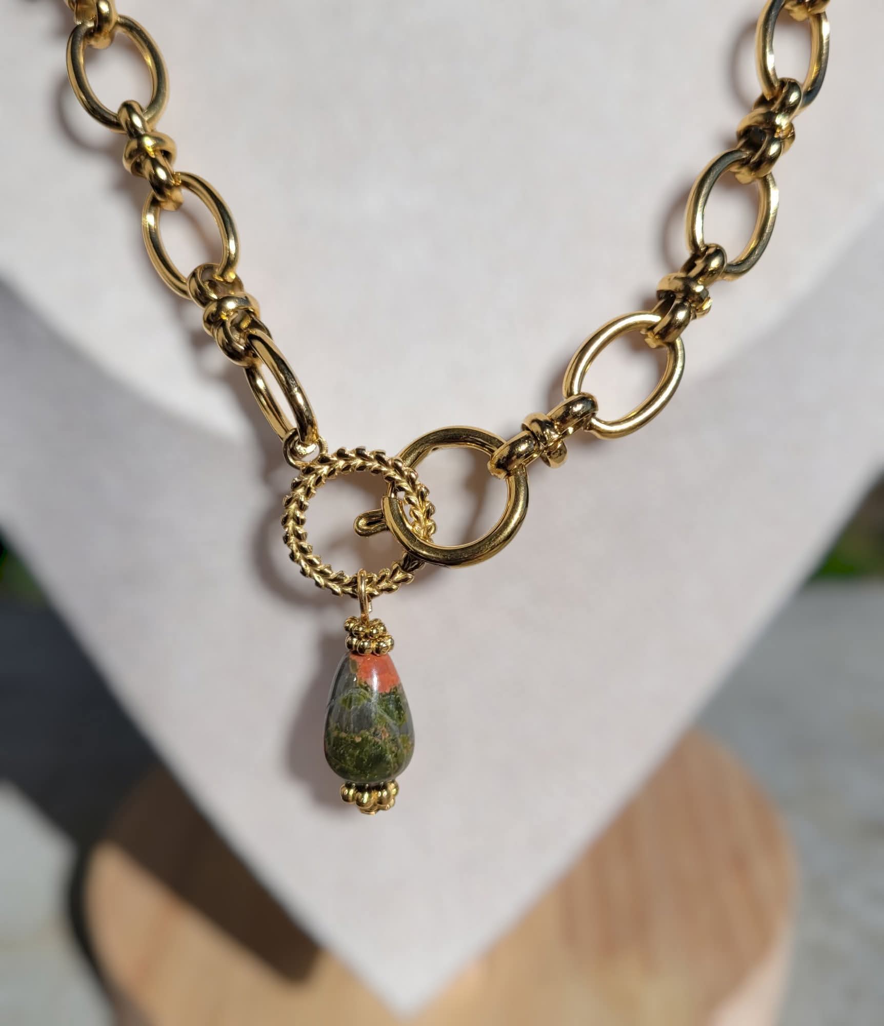 Collier Unakite – Libération émotionnelle et équilibre | Aura Libre - Collier pierres naturelles - Flore Holistic