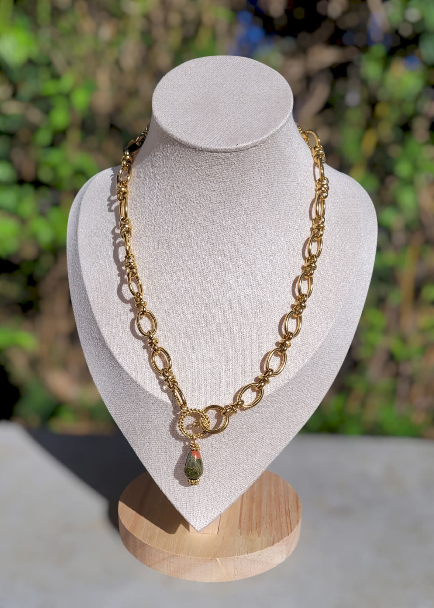 Collier Unakite – Libération émotionnelle et équilibre | Aura Libre - Collier pierres naturelles - Flore Holistic