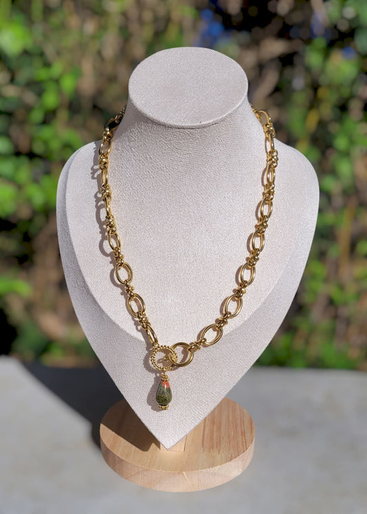 Collier Unakite – Libération émotionnelle et équilibre | Aura Libre - Collier pierres naturelles - Flore Holistic