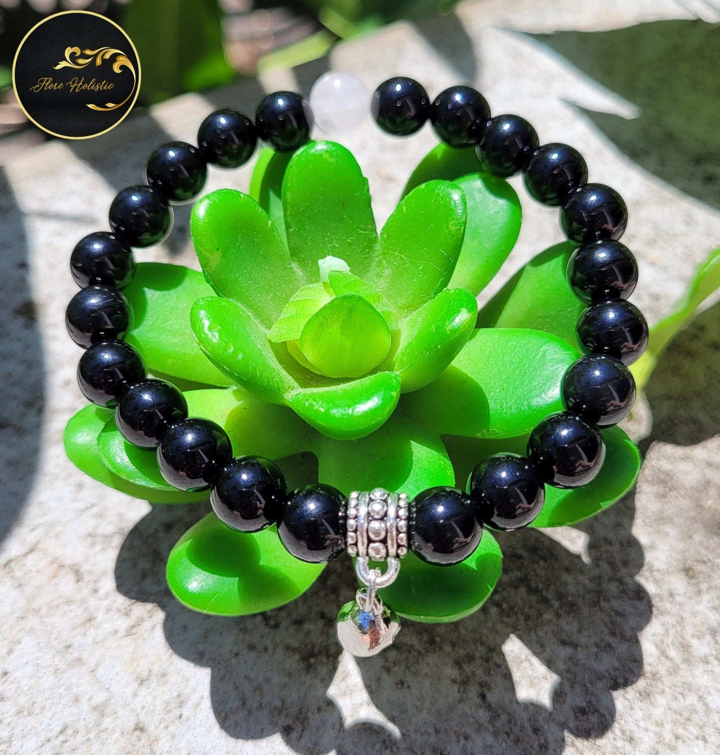 Duo Bracelets Couple – Tourmaline & Quartz Rose – Amour et Protection - Bracelets pierres naturelles - Flore Holistic
