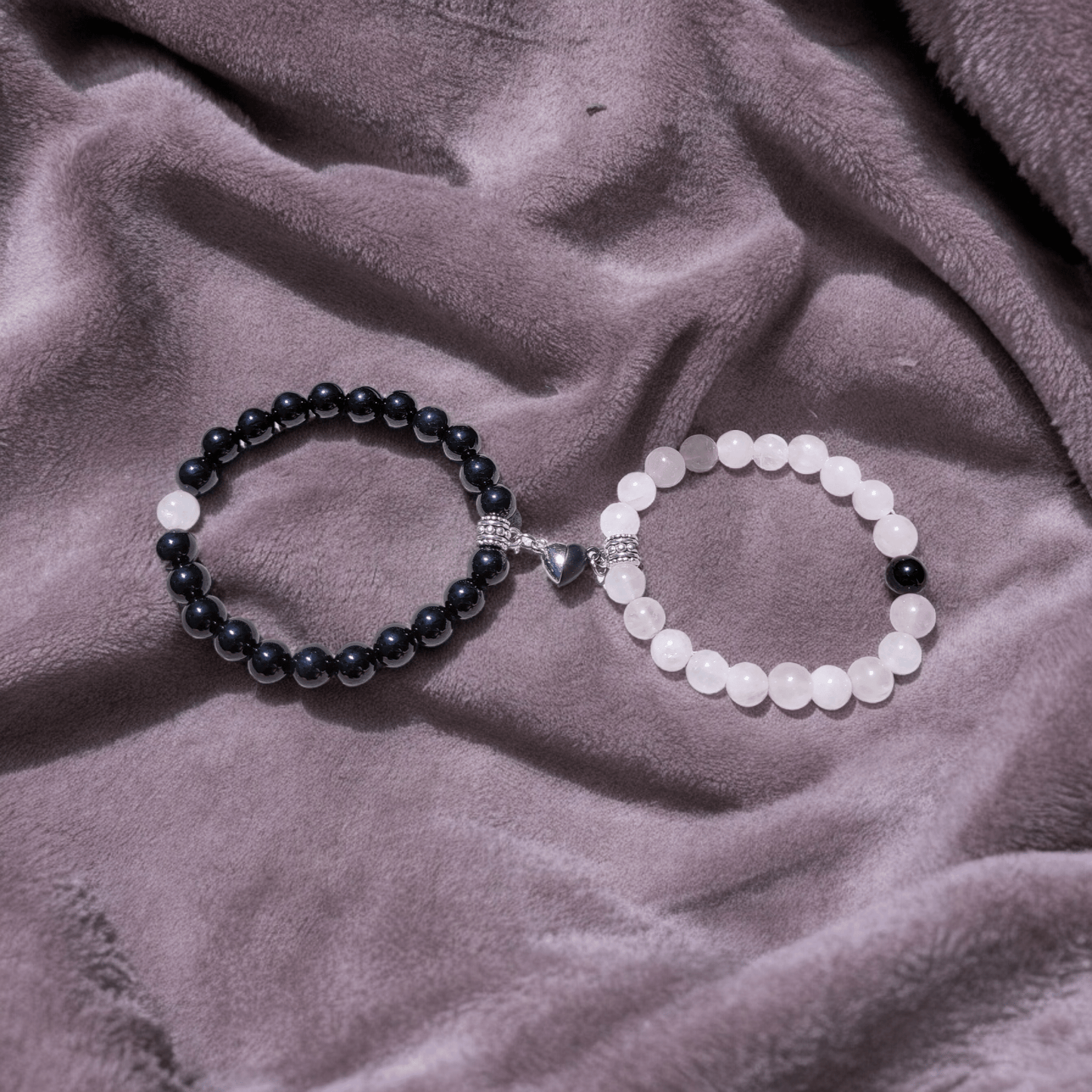 Duo Bracelets Couple – Tourmaline & Quartz Rose – Amour et Protection - Bracelets pierres naturelles - Flore Holistic