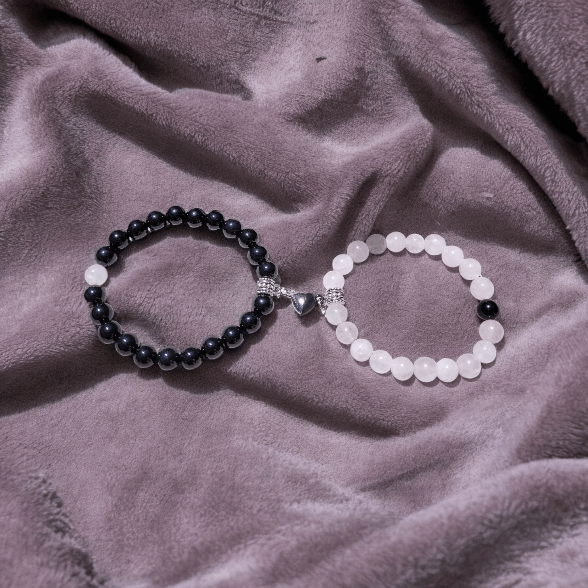 Duo Bracelets Couple – Tourmaline & Quartz Rose – Amour et Protection - Bracelets pierres naturelles - Flore Holistic
