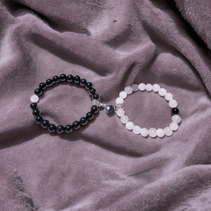 Duo Bracelets Couple – Tourmaline & Quartz Rose – Amour et Protection - Bracelets pierres naturelles - Flore Holistic