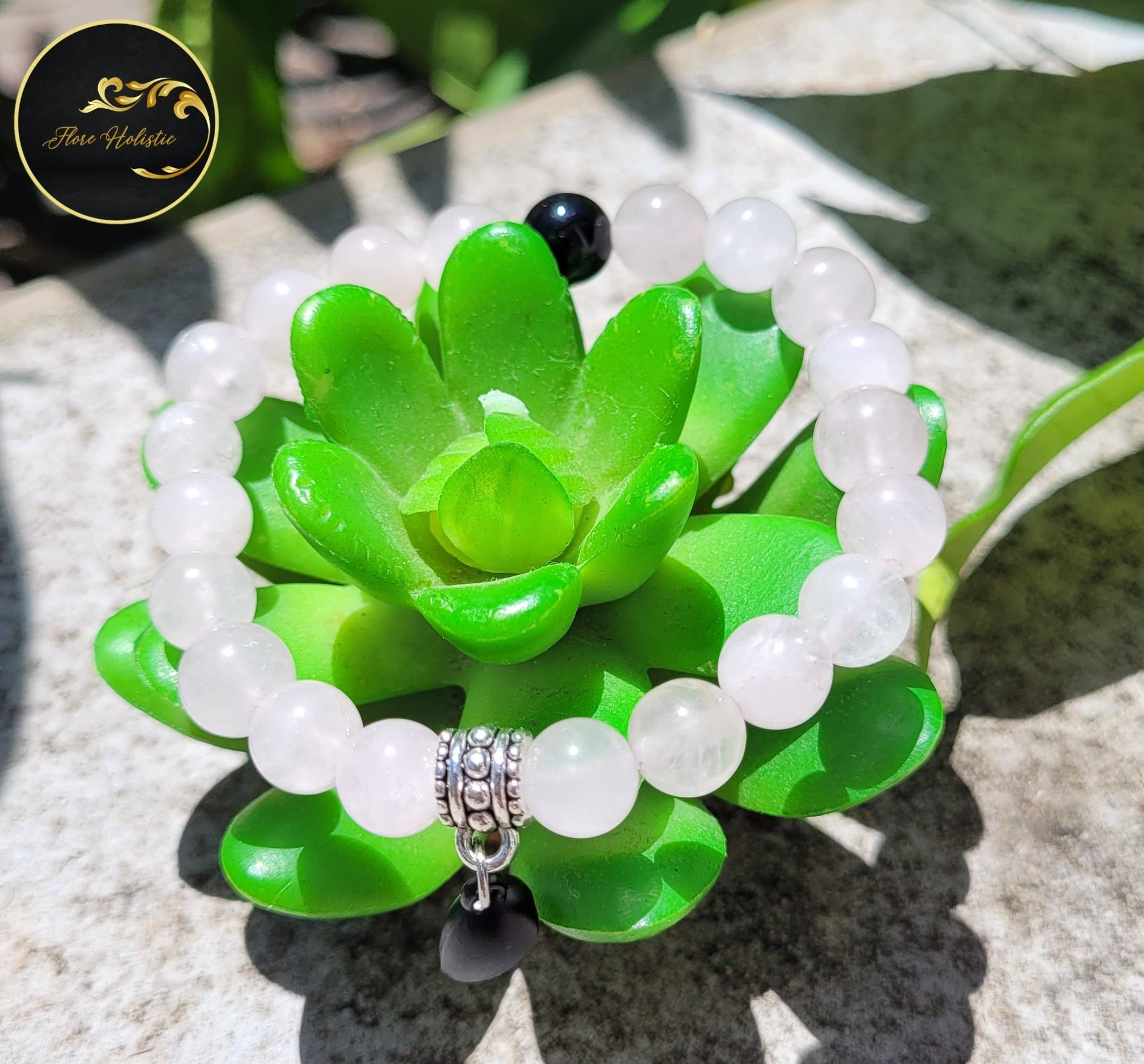 Duo Bracelets Couple – Tourmaline & Quartz Rose – Amour et Protection - Bracelets pierres naturelles - Flore Holistic