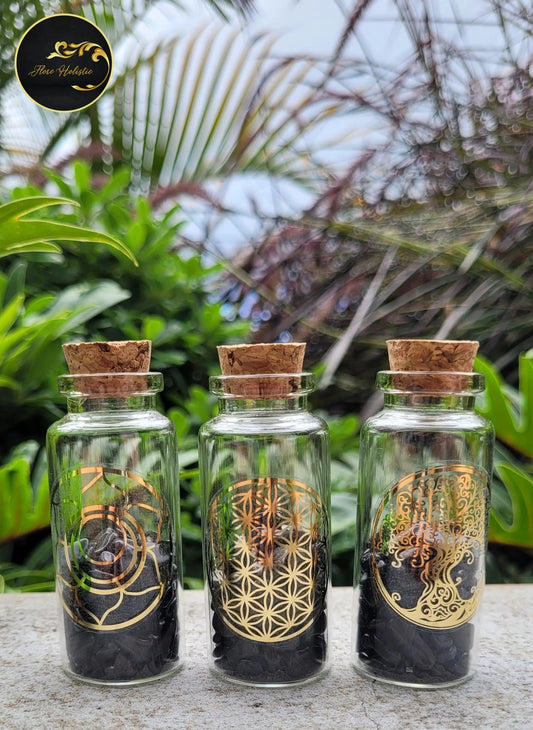 Fiole avec pierres naturelles - Fiole bien - être pierres naturelles - Flore Holistic