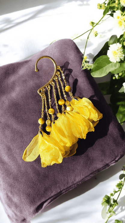 Manchette d’oreille Fleur & Pierre Naturelle – Acier inoxydable - Manchette d'oreilles - Flore Holistic