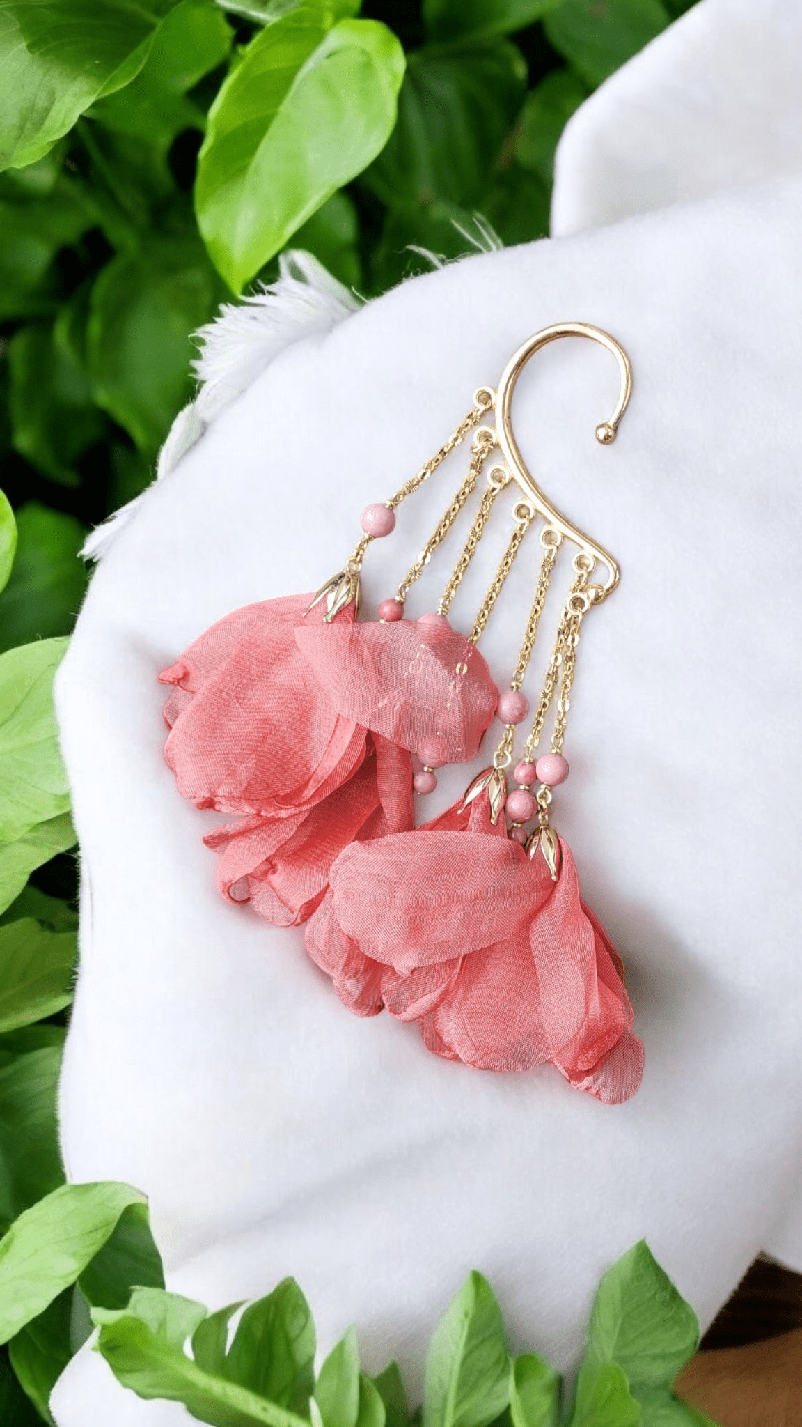 Manchette d’oreille Fleur & Pierre Naturelle – Acier inoxydable - Manchette d'oreilles - Flore Holistic