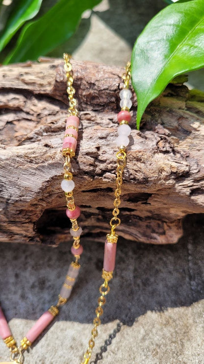 Parure Rhodonite et quartz rose - Douceur et retour à soi - Parure en pierres naturelles - Flore Holistic